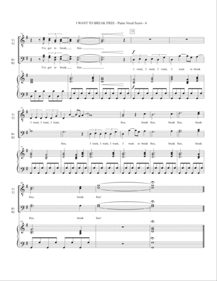 I Want To Break Free TTBB scores gallery preview page 6