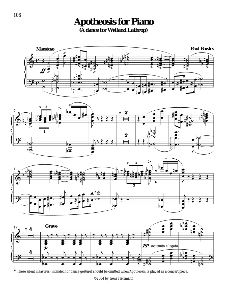 Apotheosis: A Dance for Welland Lathrop Piano Solo scores gallery preview page 1