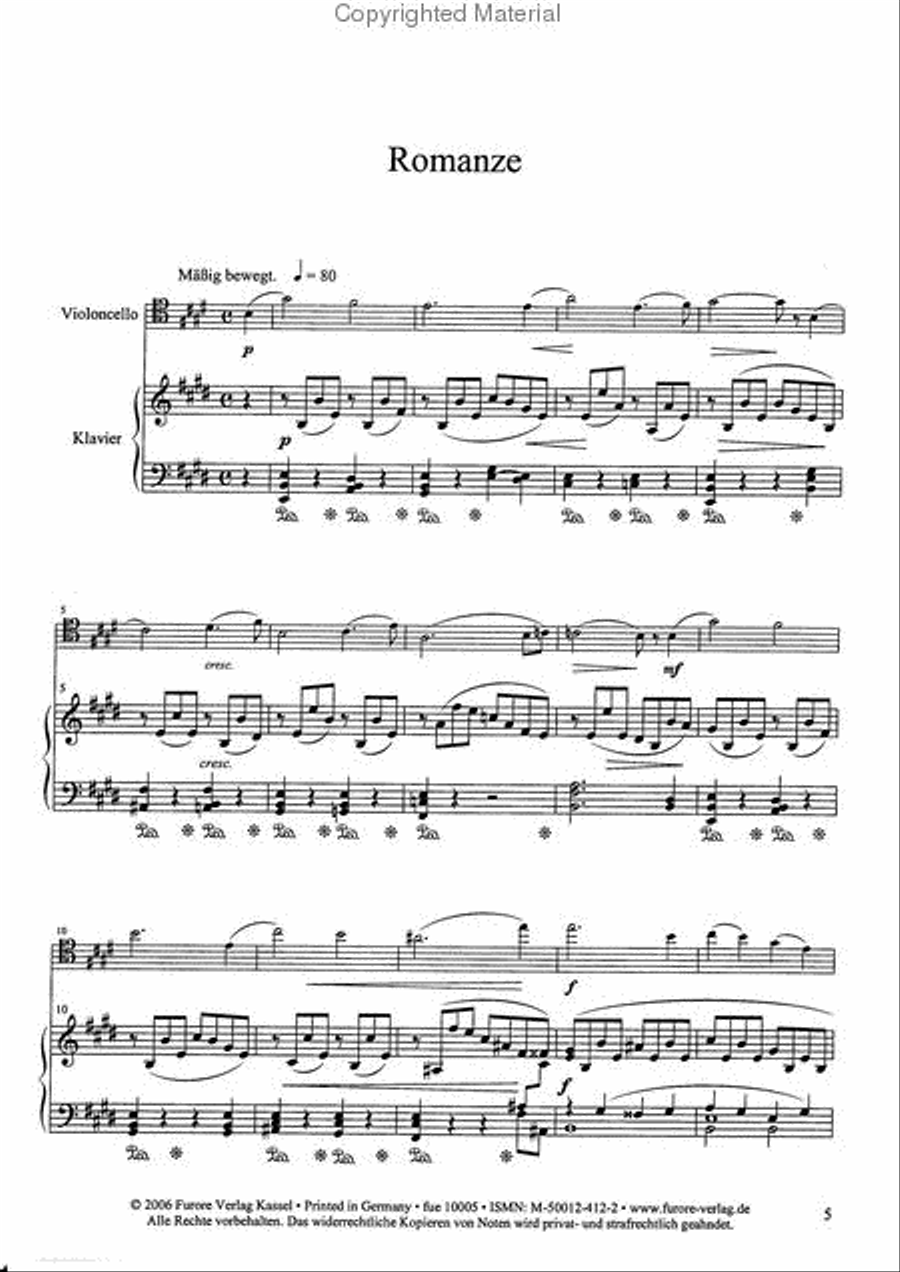 Five Pieces for Violoncello and Piano