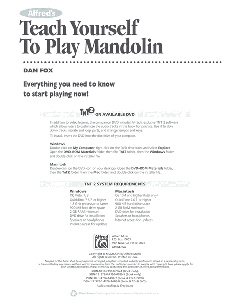 Alfred's Teach Yourself to Play Mandolin image number null