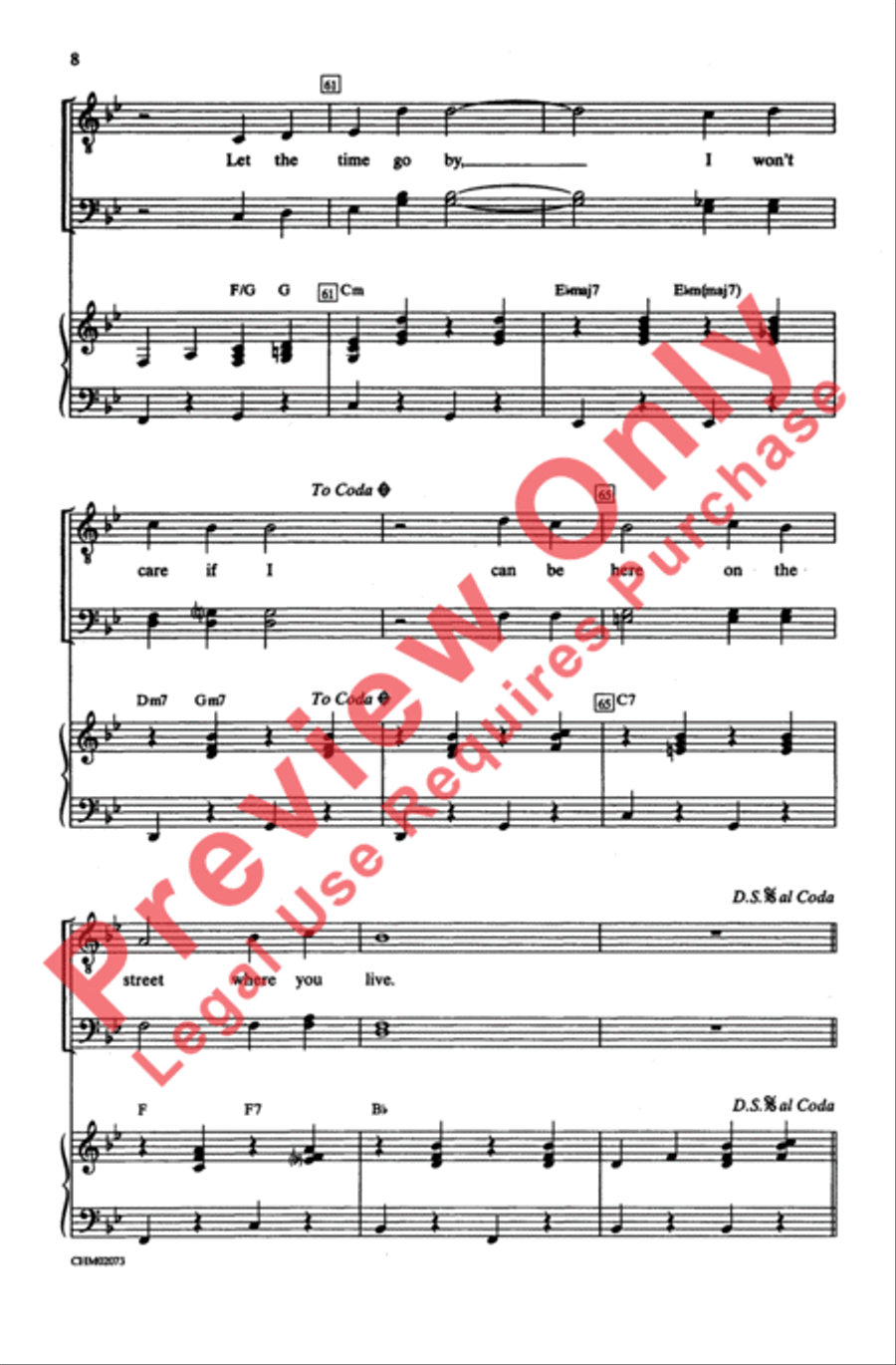 On the Street Where You Live Men's Choir scores gallery preview page 8