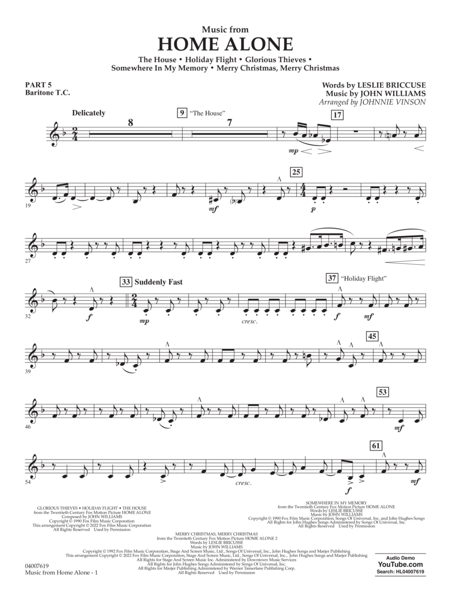 Music from Home Alone - Pt.5 - Baritone T.C. Concert Band scores gallery preview page 1