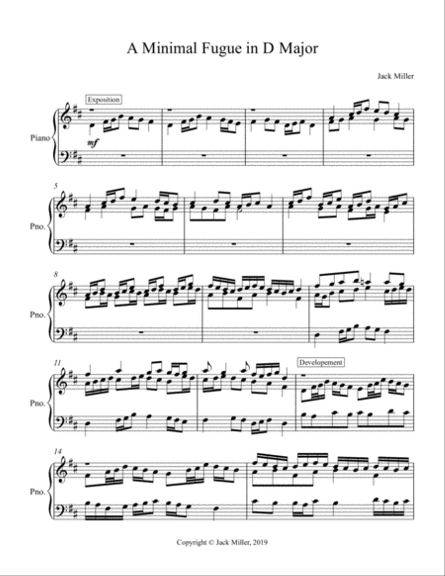 A Minimal Fugue in D Major Small Ensemble scores gallery preview page 1