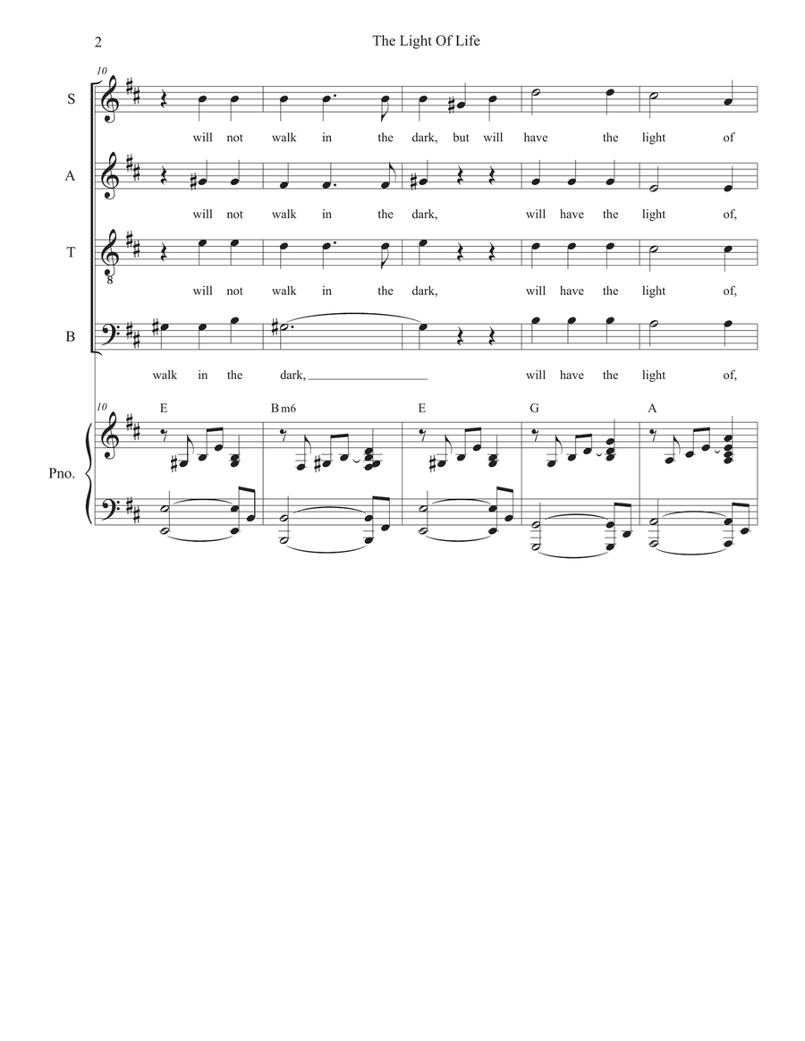 The Light Of Life (Vocal Quartet - (SATB) 4-Part scores gallery preview page 2