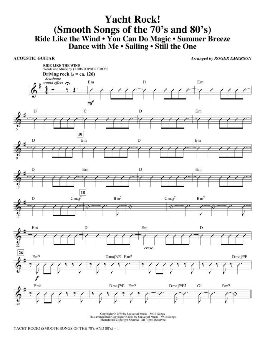 Yacht Rock! (Smooth Songs of the '70s and '80s) - Acoustic Guitar Choir scores gallery preview page 1