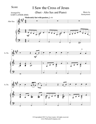 I SAW THE CROSS OF JESUS (Duet – Alto Sax and Piano/Score and Parts)