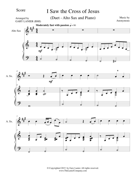I SAW THE CROSS OF JESUS (Duet – Alto Sax and Piano/Score and Parts) image number null