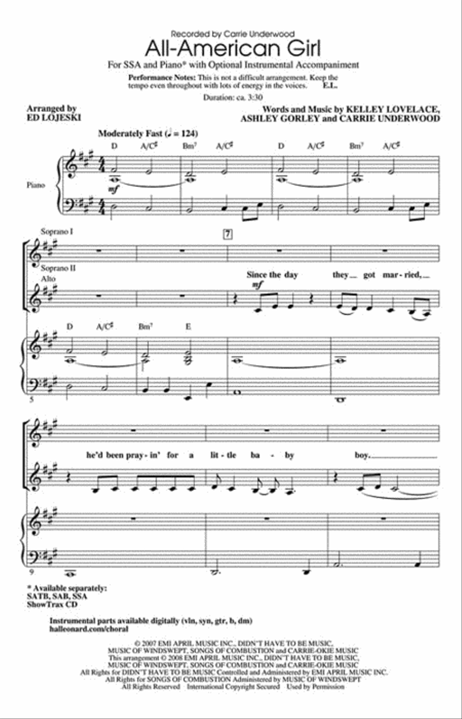 All-American Girl SSA scores gallery preview page 2