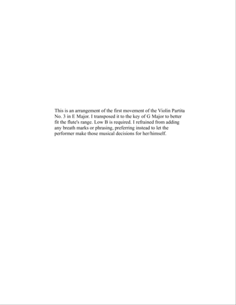 Prelude for Solo Flute, BWV 1006 Flute Solo scores gallery preview page 2