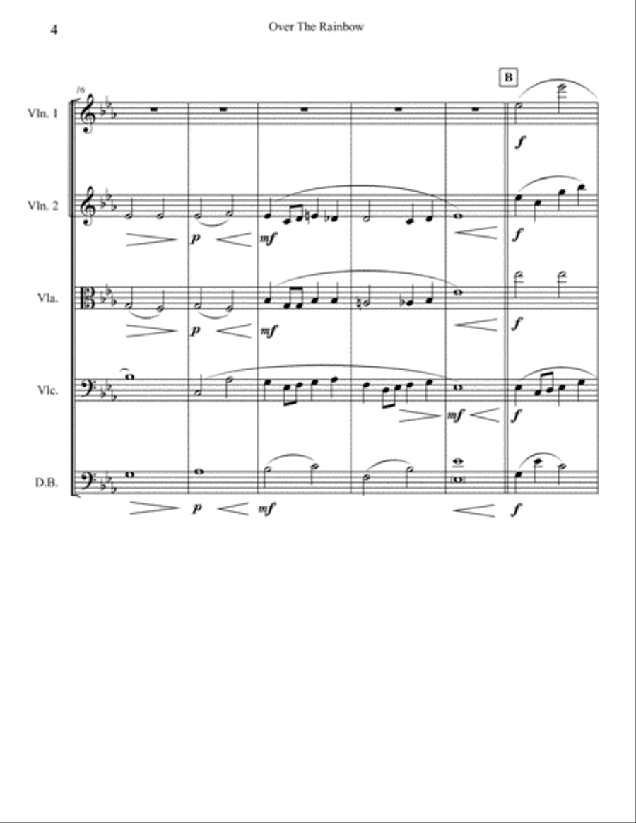 Over The Rainbow (from The Wizard Of Oz) String Quartet scores gallery preview page 5
