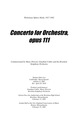 Book cover for Concerto for Orchestra, opus 111 (2005, rev. 2010)