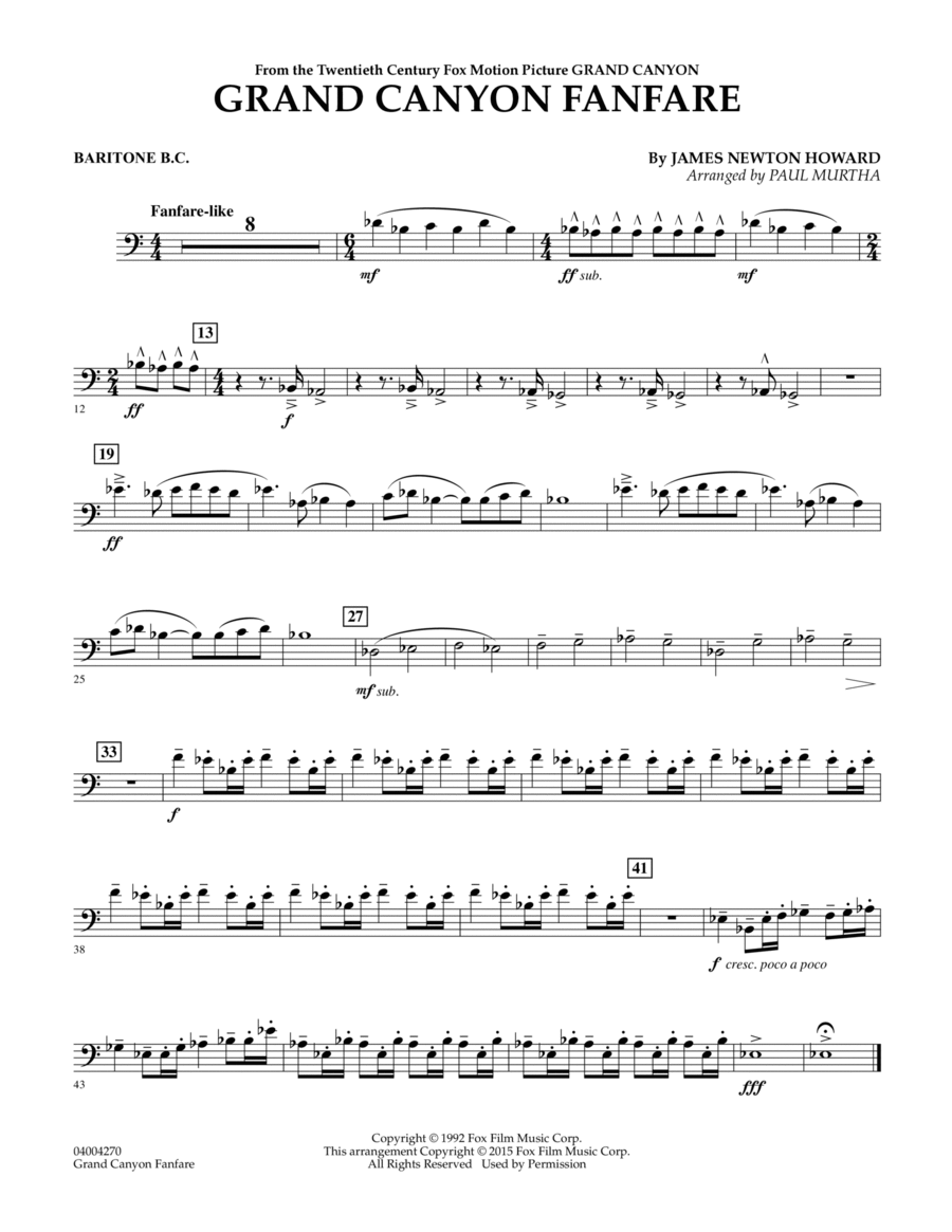 Grand Canyon Fanfare - Baritone B.C. Baritone Horn BC scores gallery preview page 1