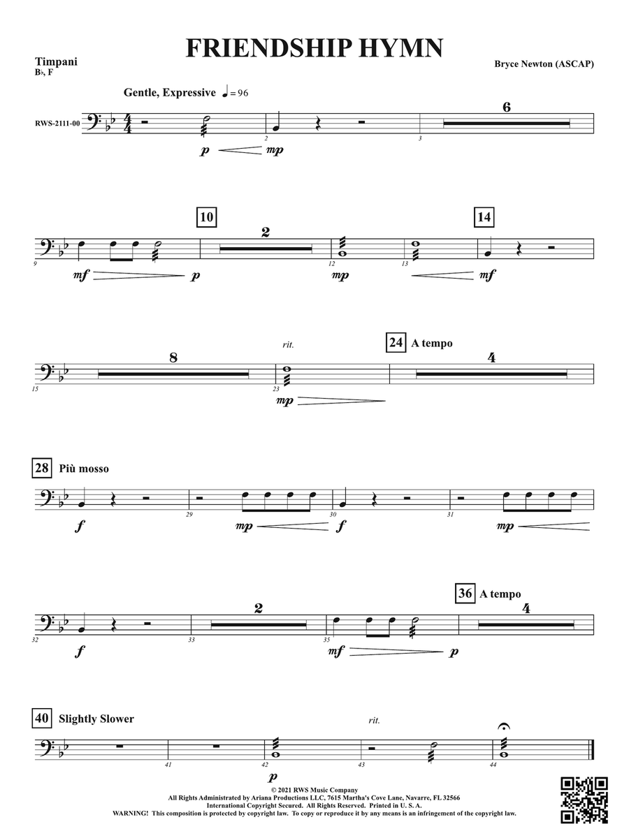 Friendship Hymn: Timpani Percussion scores gallery preview page 1