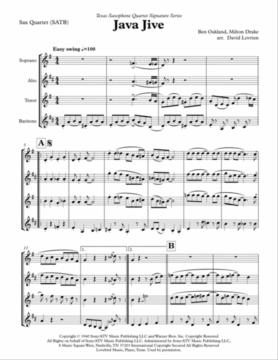 Java Jive Woodwind Quartet scores gallery preview page 1