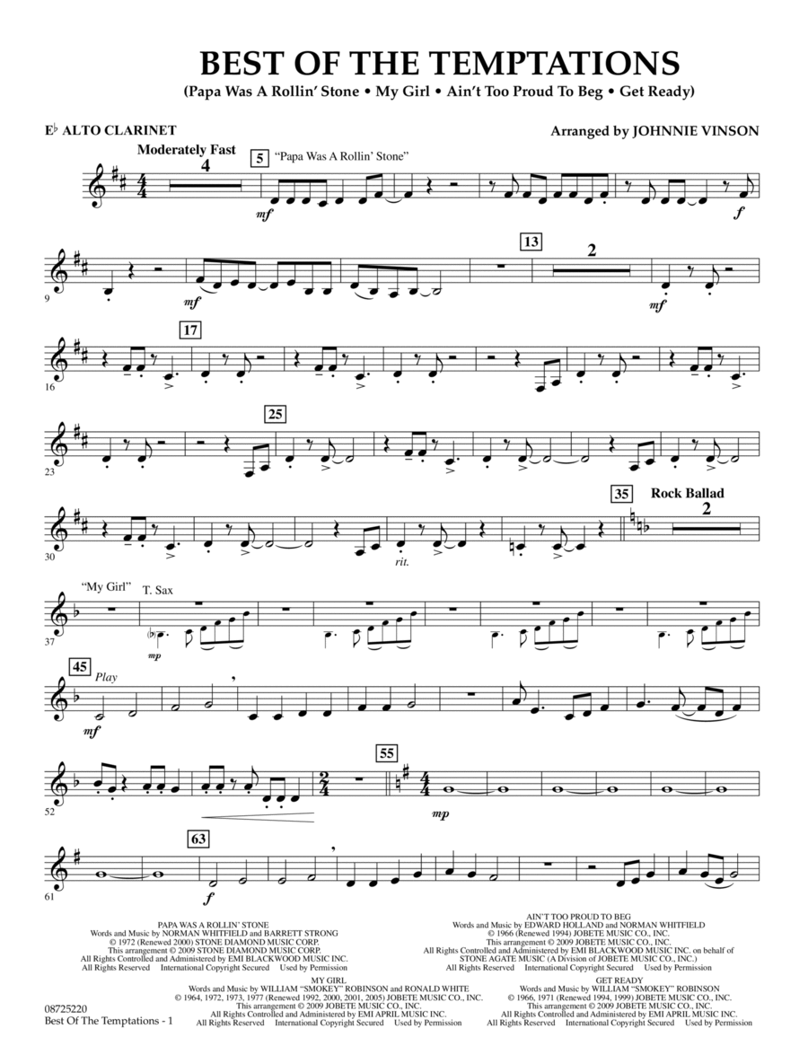 Best of The Temptations - Eb Alto Clarinet Concert Band scores gallery preview page 1