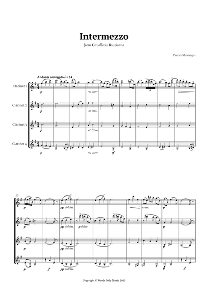 Intermezzo from Cavalleria Rusticana by Mascagni for Clarinet Quartet image number null