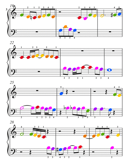 Air on the G String Beginner Piano Sheet Music with Colored Notes