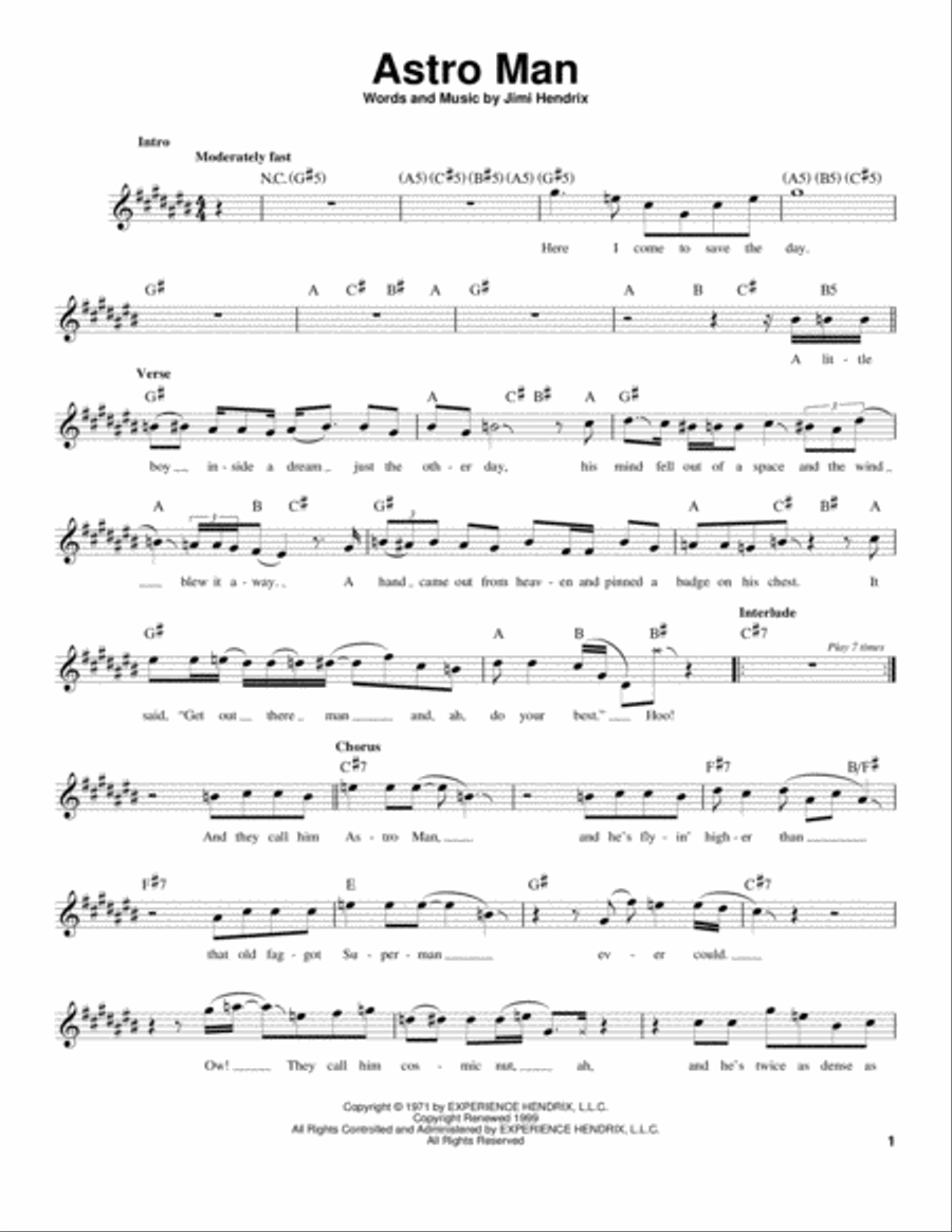 Astro Man Astro Man Easy Guitar scores gallery preview page 1