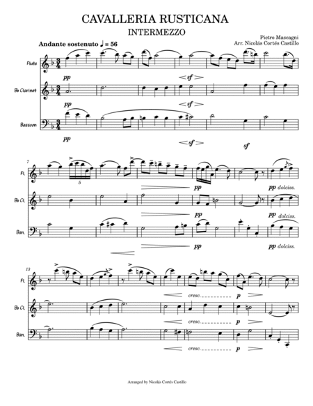 Intermezzo from Cavalleria Rusticana - Woodwind Trio (Flute, Clarinet, Bassoon) image number null