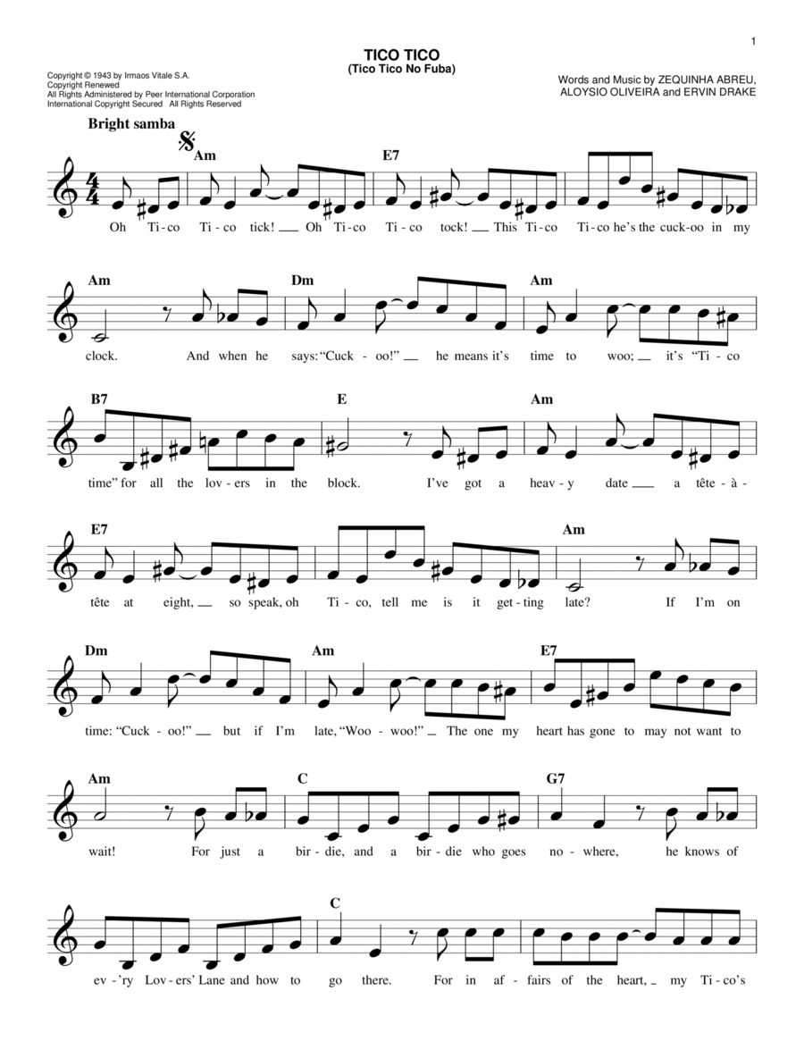 Tico Tico (Tico Tico No Fuba) Piano scores gallery preview page 1
