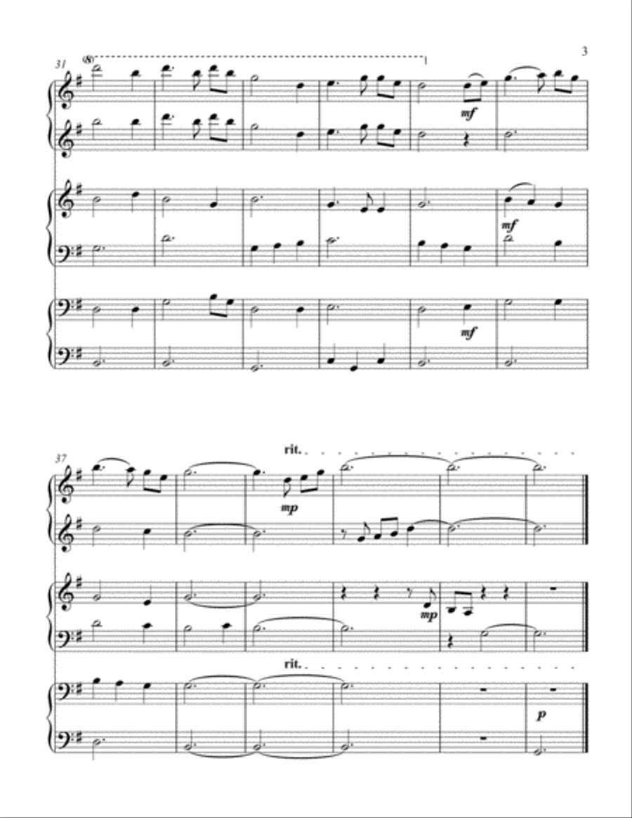 Amazing Grace (1 piano, 6 hands trio) Piano Trio scores gallery preview page 4