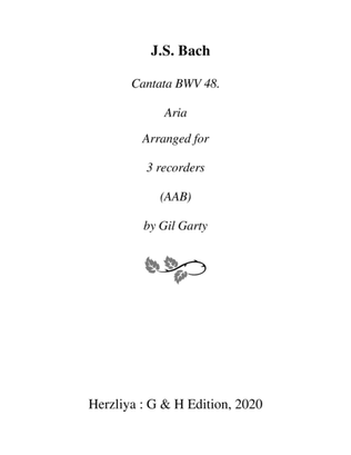 Book cover for Aria: Ach, lege das Sodom der sündlichen Glieder from cantata BWV 48 (arrangement for 3 recorders)