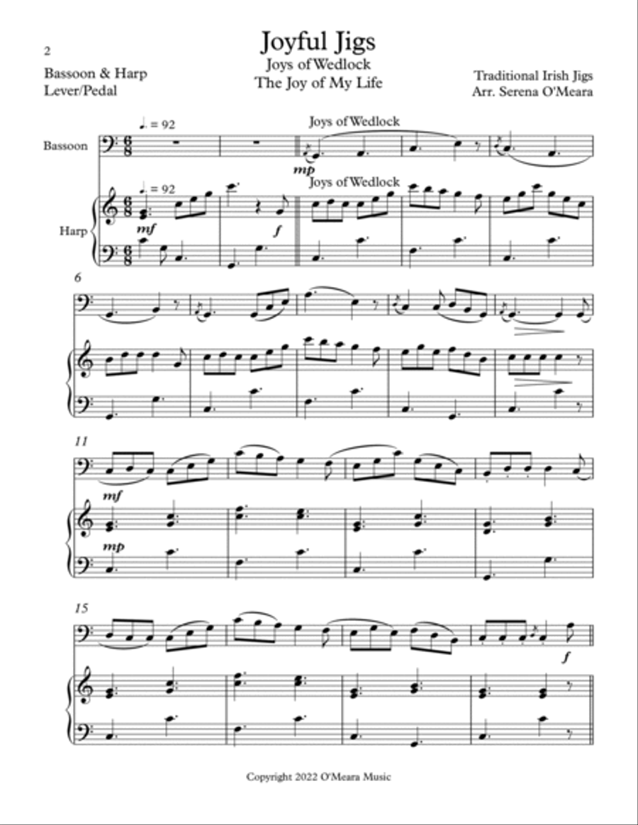 Joyful Jigs, Duet for Bassoon & Harp Bassoon scores gallery preview page 2