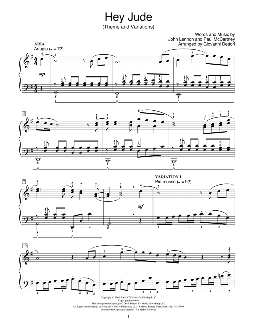 Hey Jude Piano Method scores gallery preview page 1