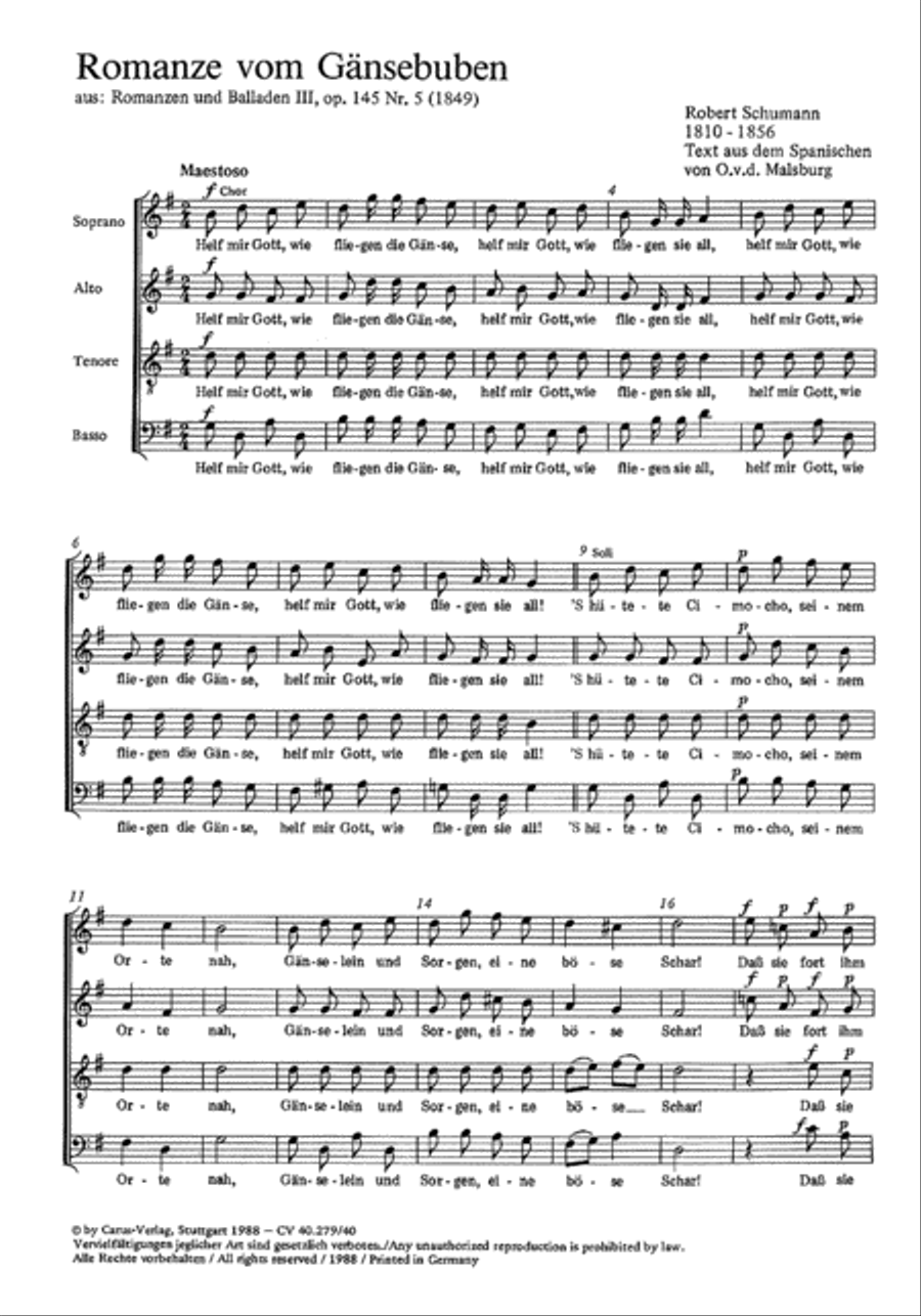 Romanze vom Gansebuben 4-Part scores gallery preview page 1