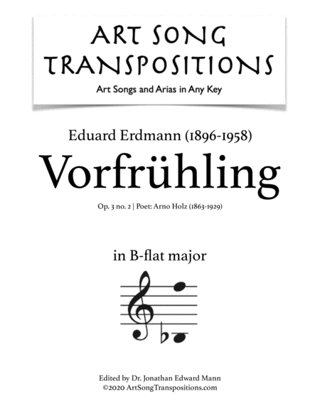 ERDMANN: Vorfrühling, Op. 3 no. 2 (transposed to B-flat major)