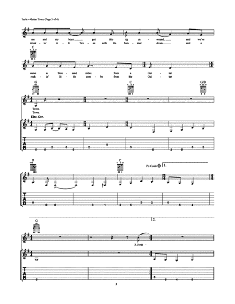 Guitar Town Electric Guitar scores gallery preview page 3