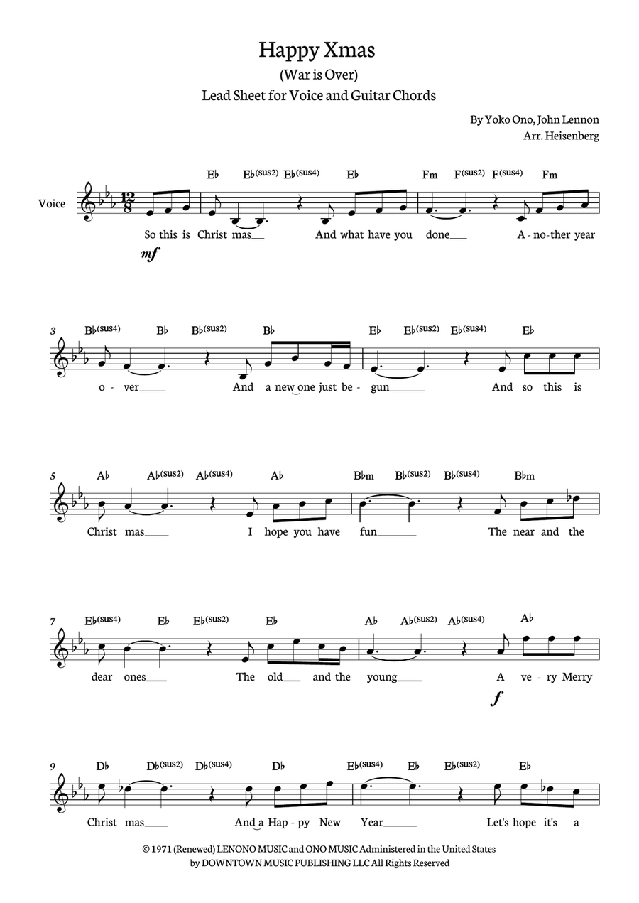Happy Xmas (war Is Over) Acoustic Guitar scores gallery preview page 1