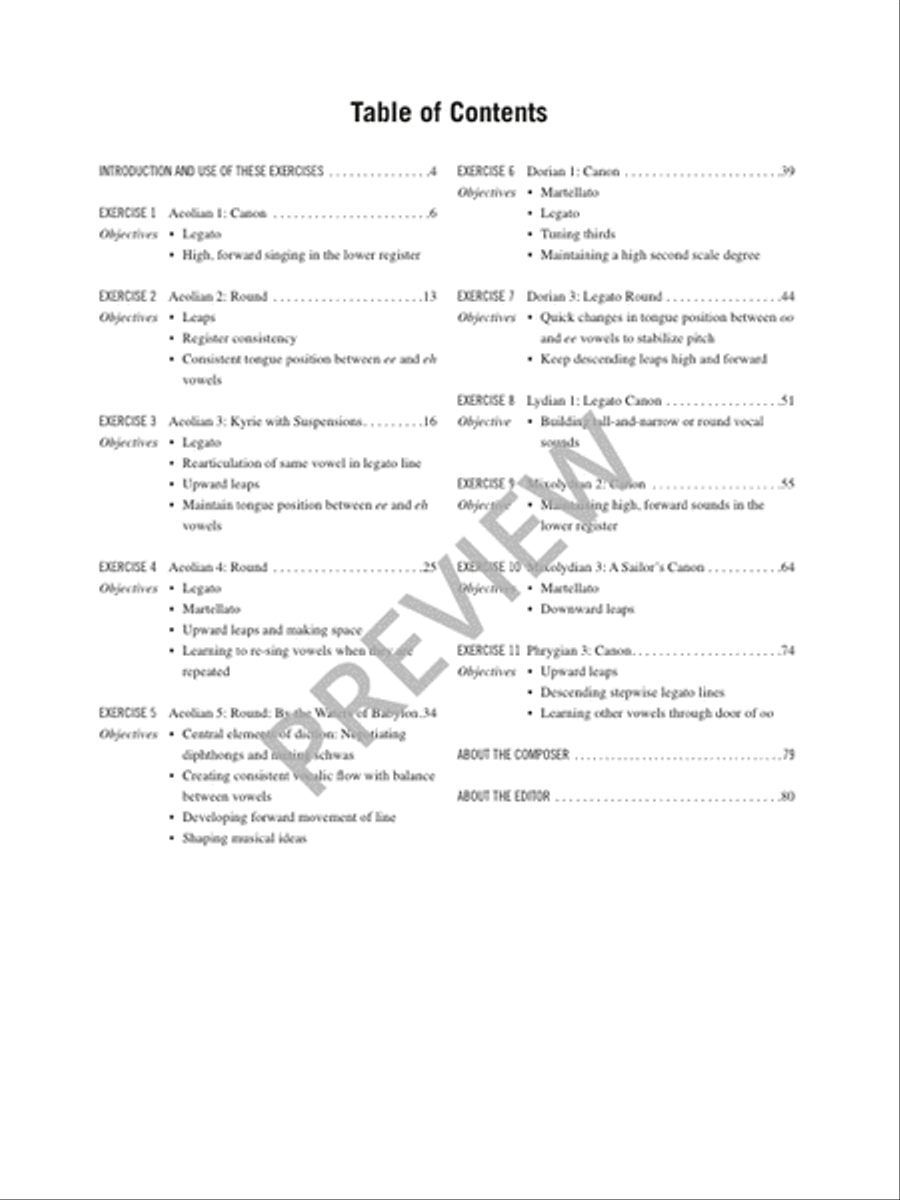 The Choral Warm-Up: Accompanied Modal Canons - Conductor's edition in Full Score with Teaching Objectives and CD Choir scores gallery preview page 5