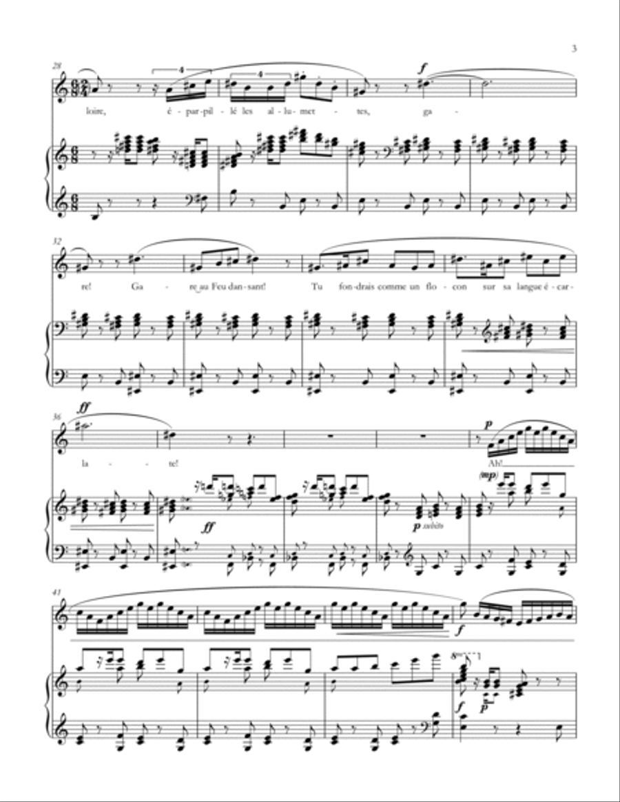 Arrière! Je réchauffe les bons (Fire Aria) - L'enfant et les sortilèges - Accessible Accompaniments Soprano Voice scores gallery preview page 3