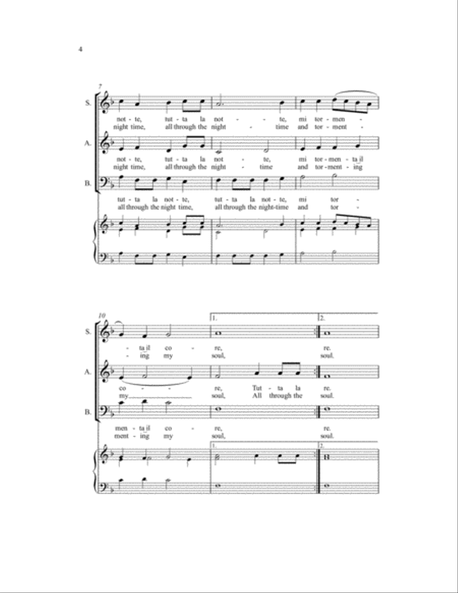 Quel Tristarel D'Amore Quel Tristarel D'Amore 3-Part scores gallery preview page 3