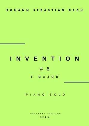 Book cover for Invention No.8 in F Major - Piano Solo (Original Version)