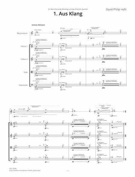 An durchsichtigen Fäden, for mezzo-soprano and string quartet