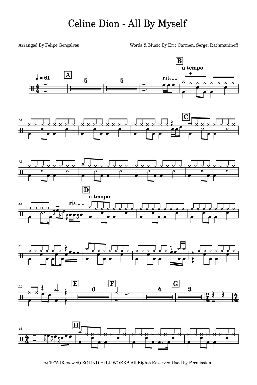 All By Myself All By Myself Drum Set scores gallery preview page 1