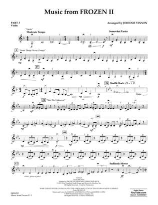 Book cover for Music from Disney's Frozen 2 (arr. Johnnie Vinson) - Pt.3 - Violin