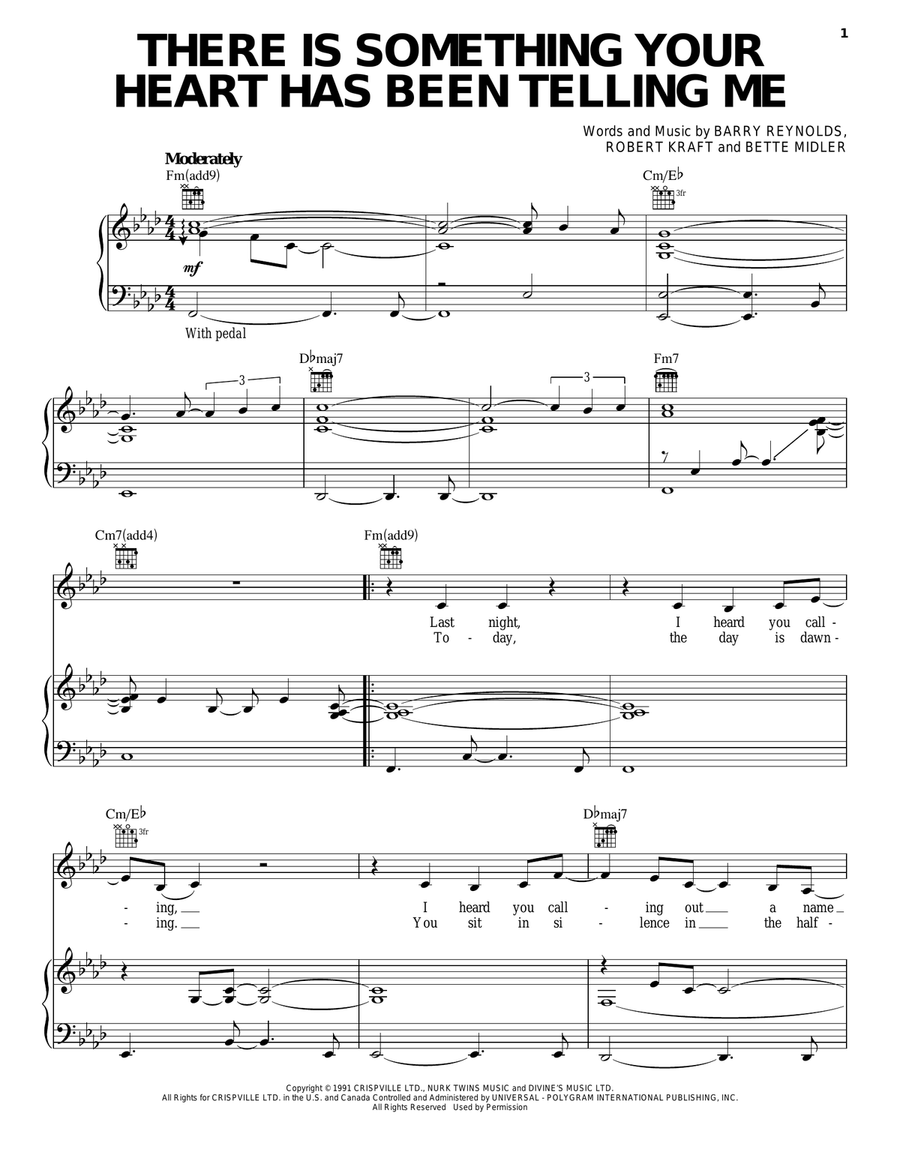 There Is Something Your Heart Has Been Telling Me Piano, Vocal scores gallery preview page 1