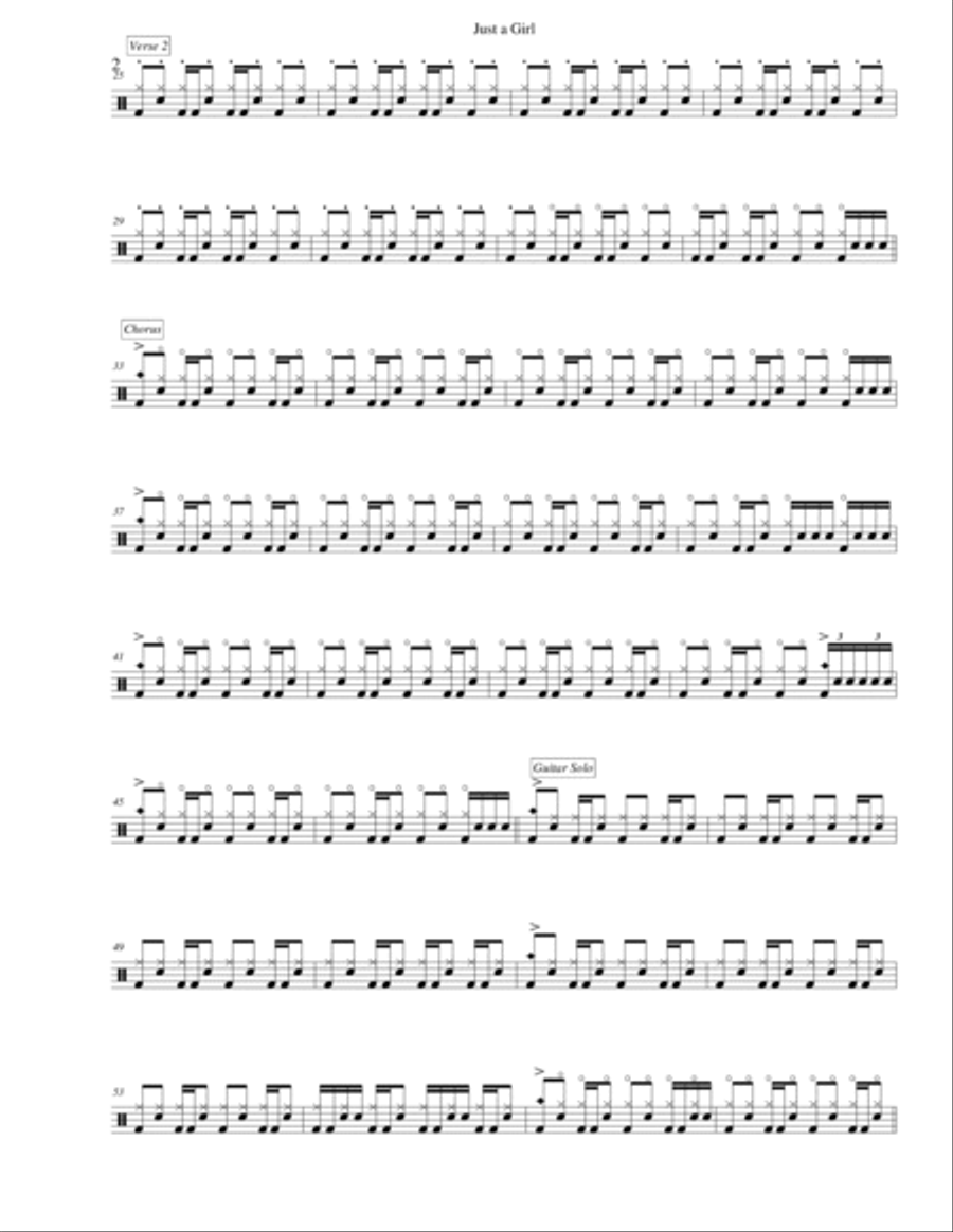Just A Girl Drum Set scores gallery preview page 2