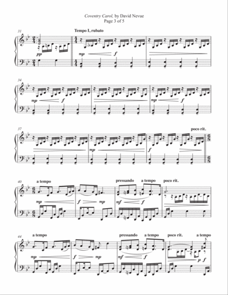 Coventry Carol Piano Solo scores gallery preview page 3