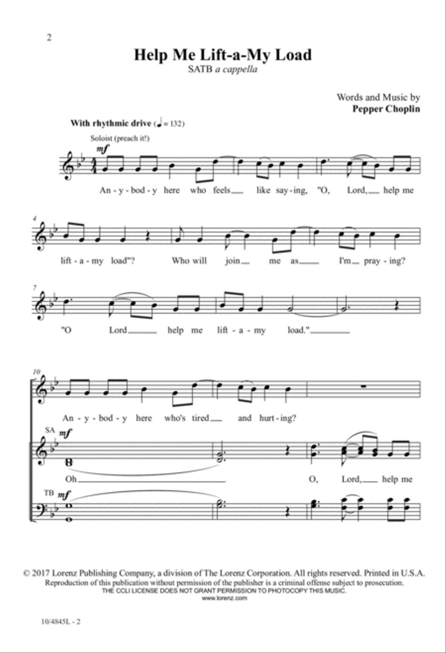 Help Me Lift-a-My Load 4-Part scores gallery preview page 2