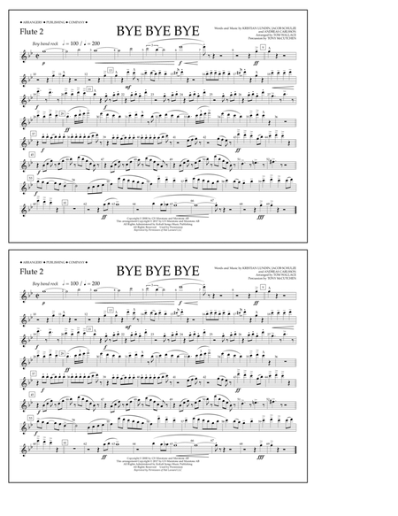 Bye Bye Bye (arr. Tom Wallace) - Flute 2