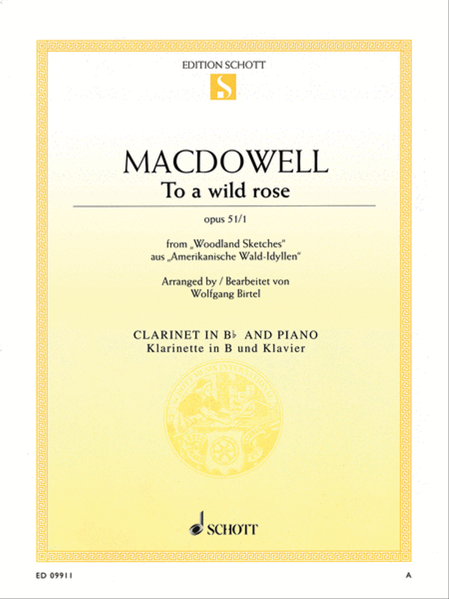 To a Wild Rose, Op. 51, No. 1 Clarinet Solo scores gallery preview page 1