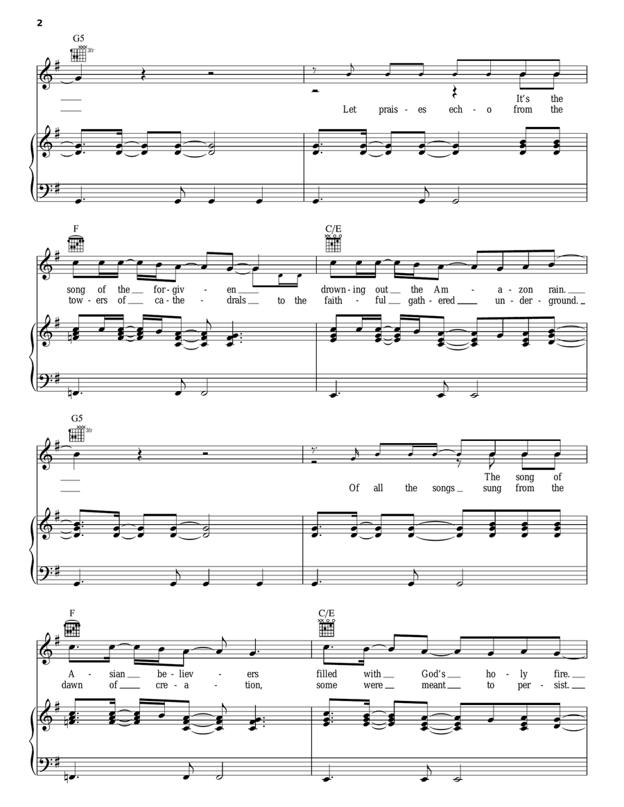 He Reigns Piano, Vocal, Guitar scores gallery preview page 2