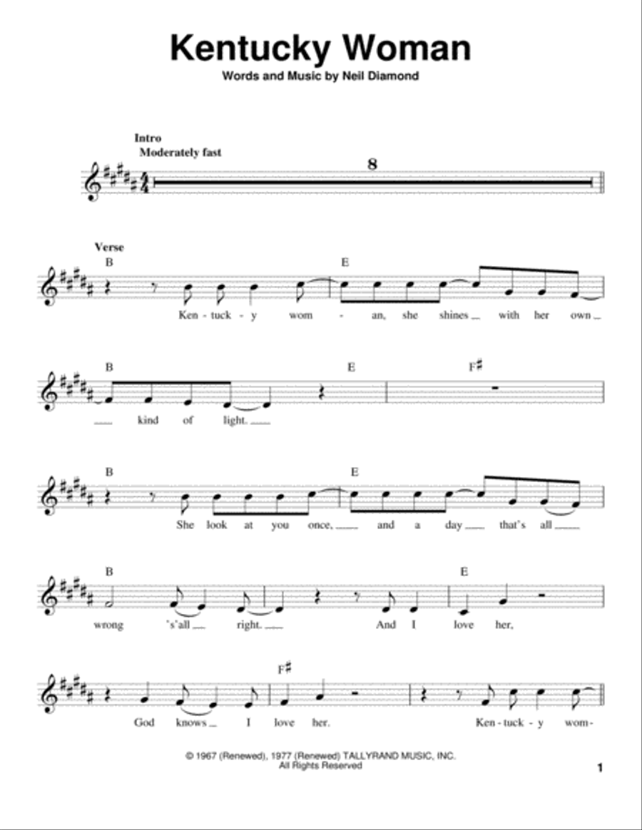 Kentucky Woman Kentucky Woman Voice scores gallery preview page 1