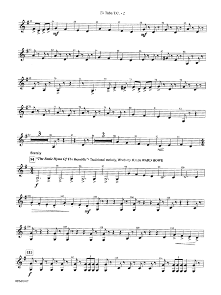 An American Celebration (for Band and Choir): WP E-flat Tuba T.C.