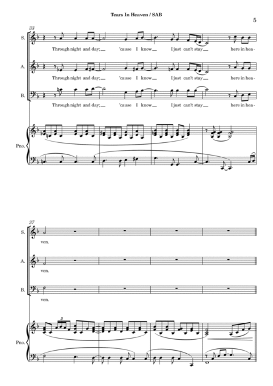 Tears In Heaven Tears In Heaven 3-Part scores gallery preview page 5