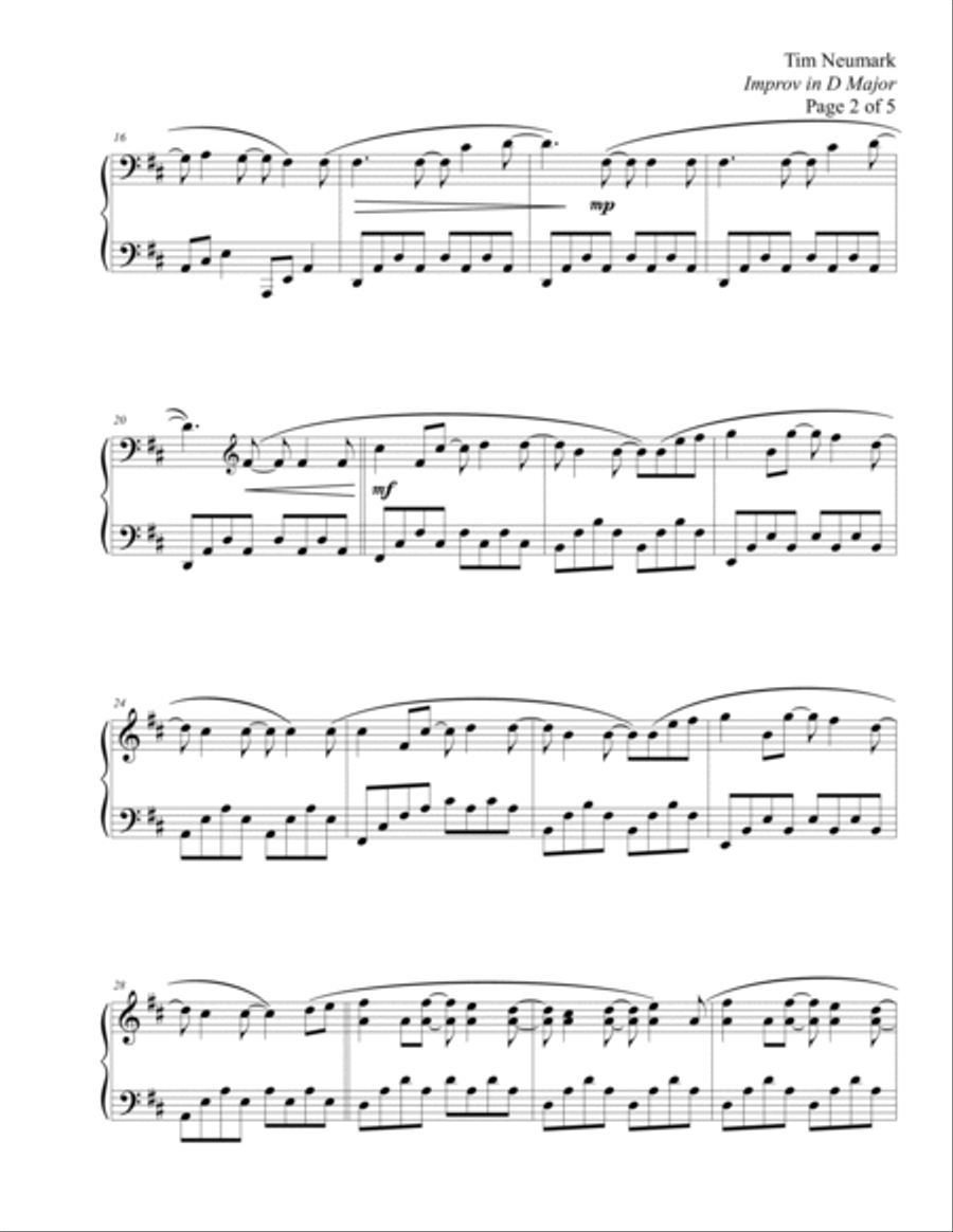 Improv in D Major Piano Solo scores gallery preview page 2